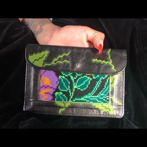 Hand Embroidery Leather Purse Wallet